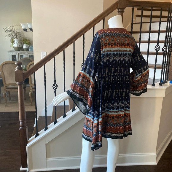 KORI AMERICA Paisley Flare Sleeve Trapeze Dress, size Medium - Picture 7 of 8